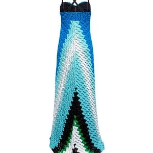 Missoni Bustier Criss Cross Glitter Color Block  Maxi Dress